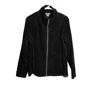 Woolrich Corduroy Jacket Womens L Black 100% Cotton Wide Wale Full Zip Pockets